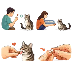 Gato recibiendo snacks